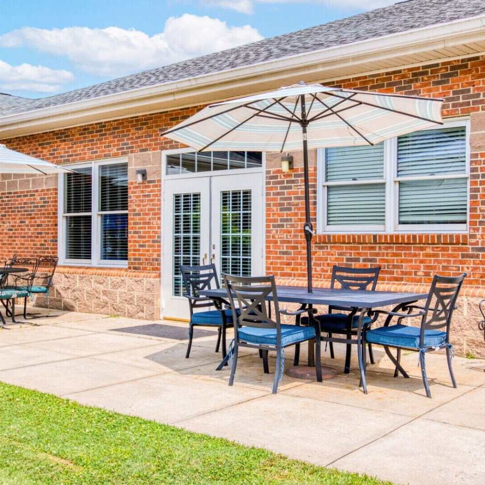 Exterior patio Emerald Gardens Assisted Living & Memory Care in Greenwood, South Carolina