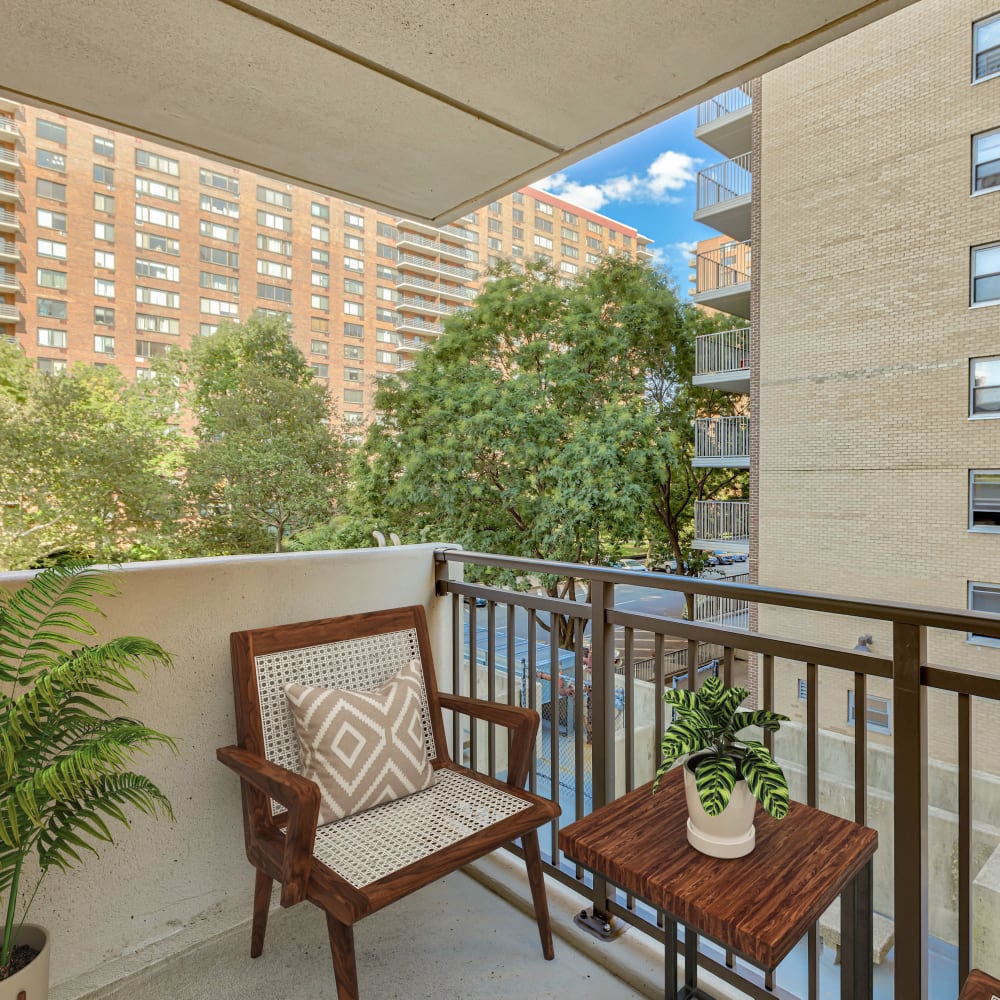 Exterior balcony at Tower West Apartments in New York, New York