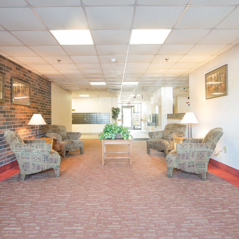 Gathering area for residents at Plymouth Square Village in Detroit, Michigan