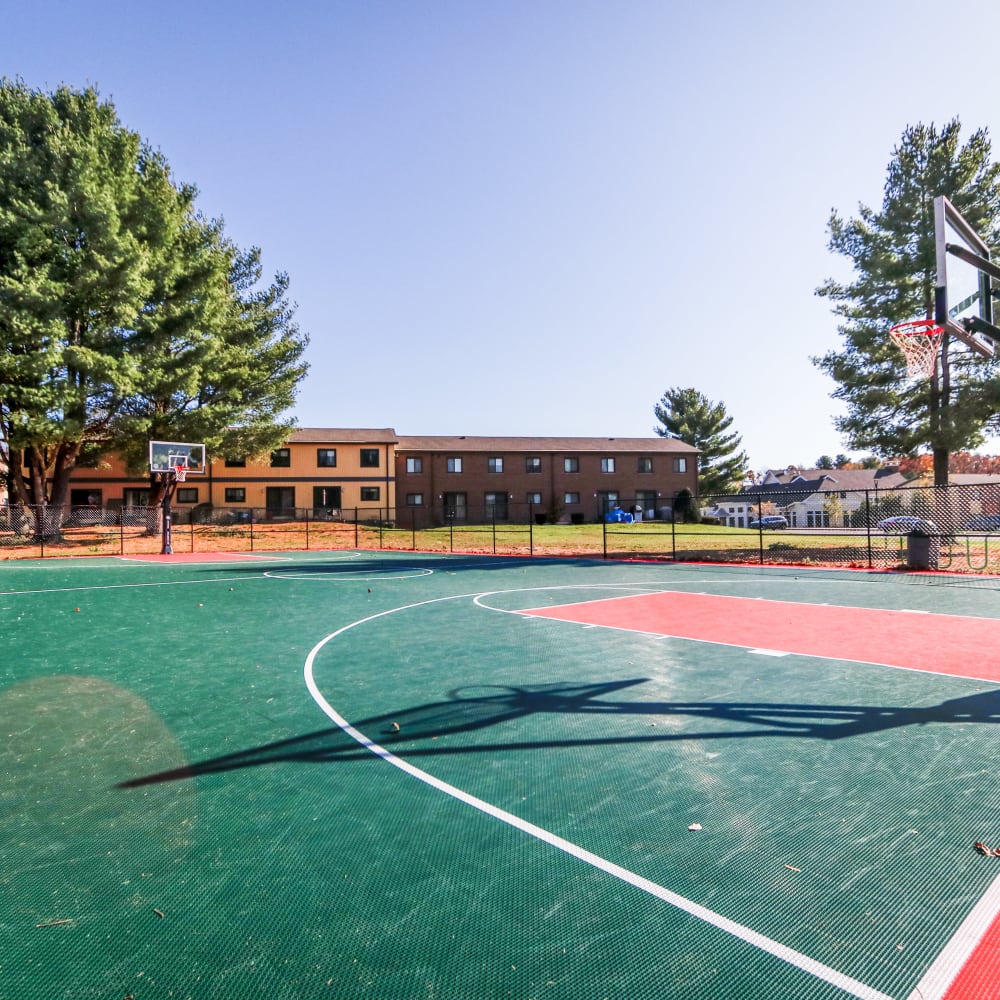 Basketball court at Squire Village in Manchester, Connecticut