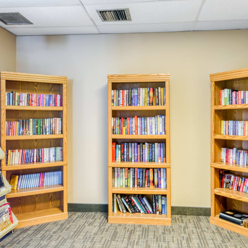 Bookshelves for residents at Frenchtown Place in Monroe, Michigan