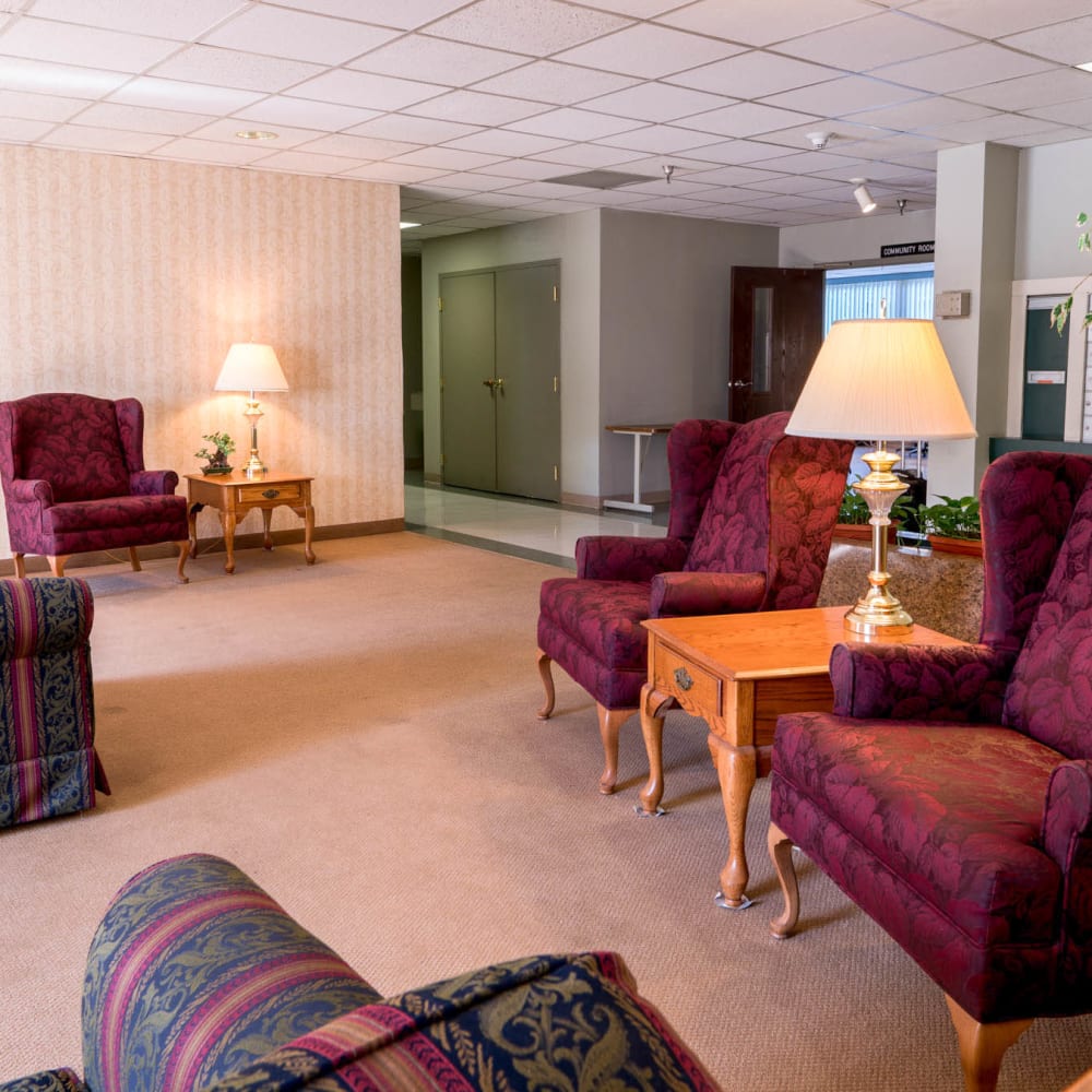 Clubhouse lounge at Village Square Apartments in Williamsville, New York