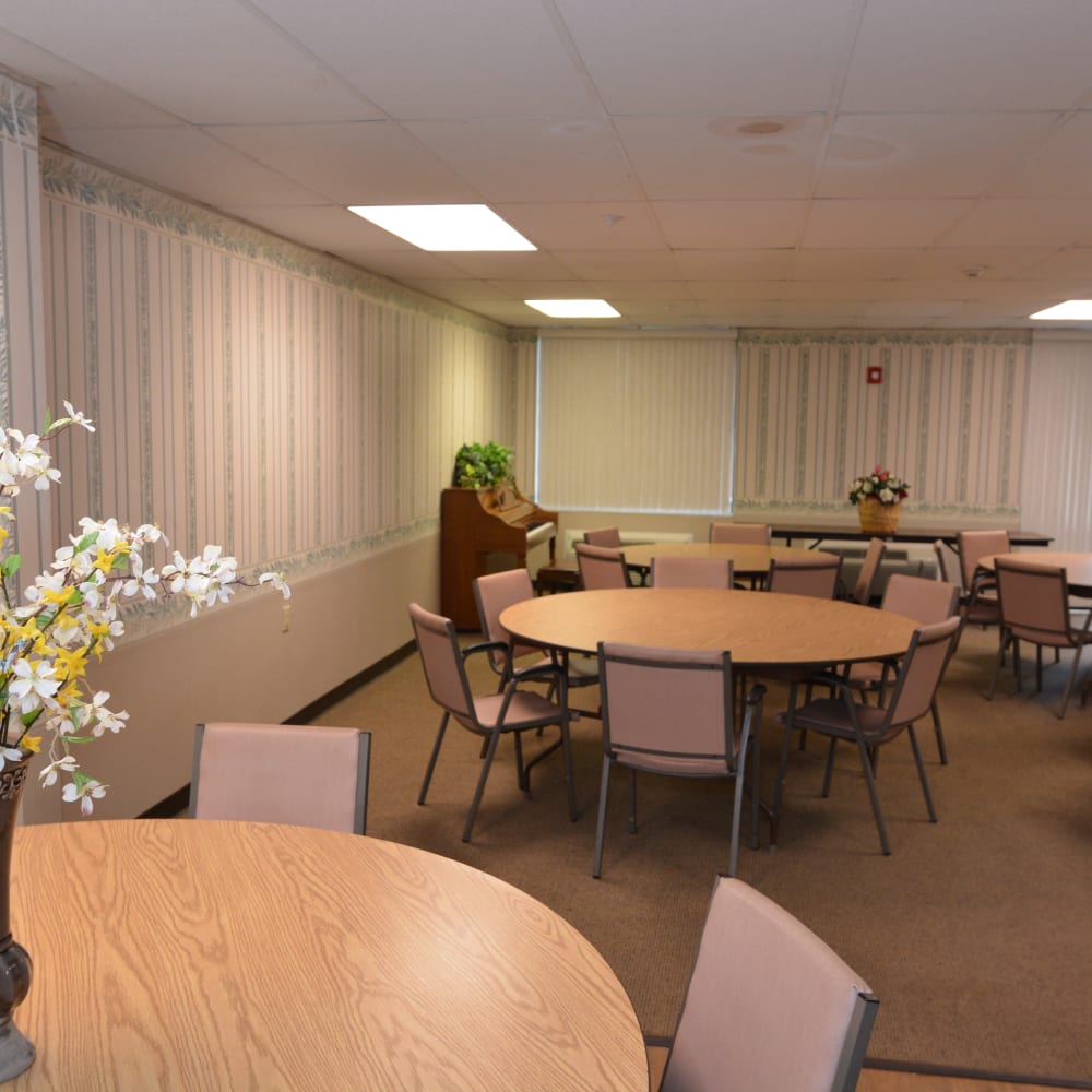 Community Room With tables at Canton Towers in Canton, Ohio