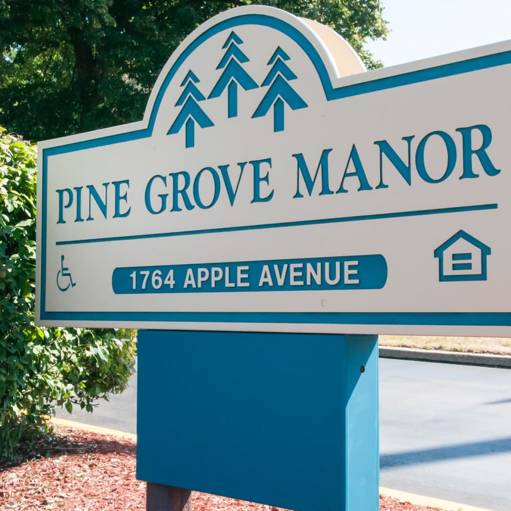 Sign out front of Pine Grove Manor in Muskegon, Michigan