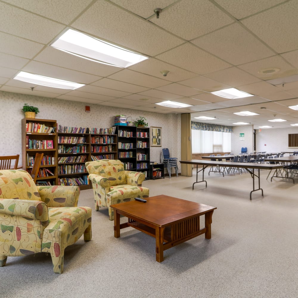 Community library at Ziegler Place in Livonia, Michigan