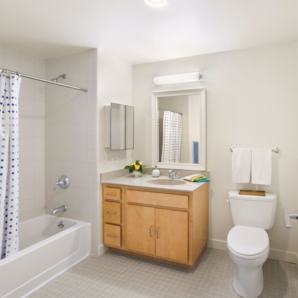 Bathroom with a vanity  at Metro Green Apartments in Stamford, Connecticut