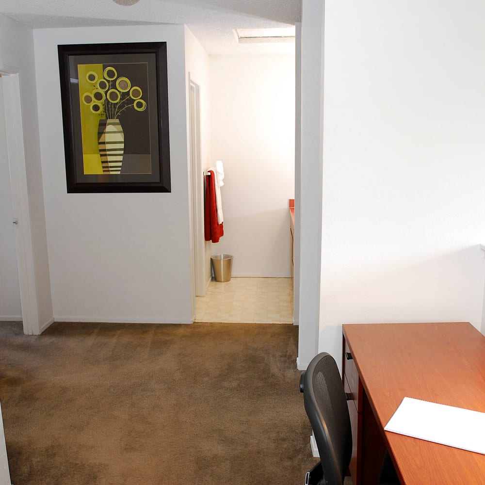 Loft area and bathroom at Temescal in Davis, California