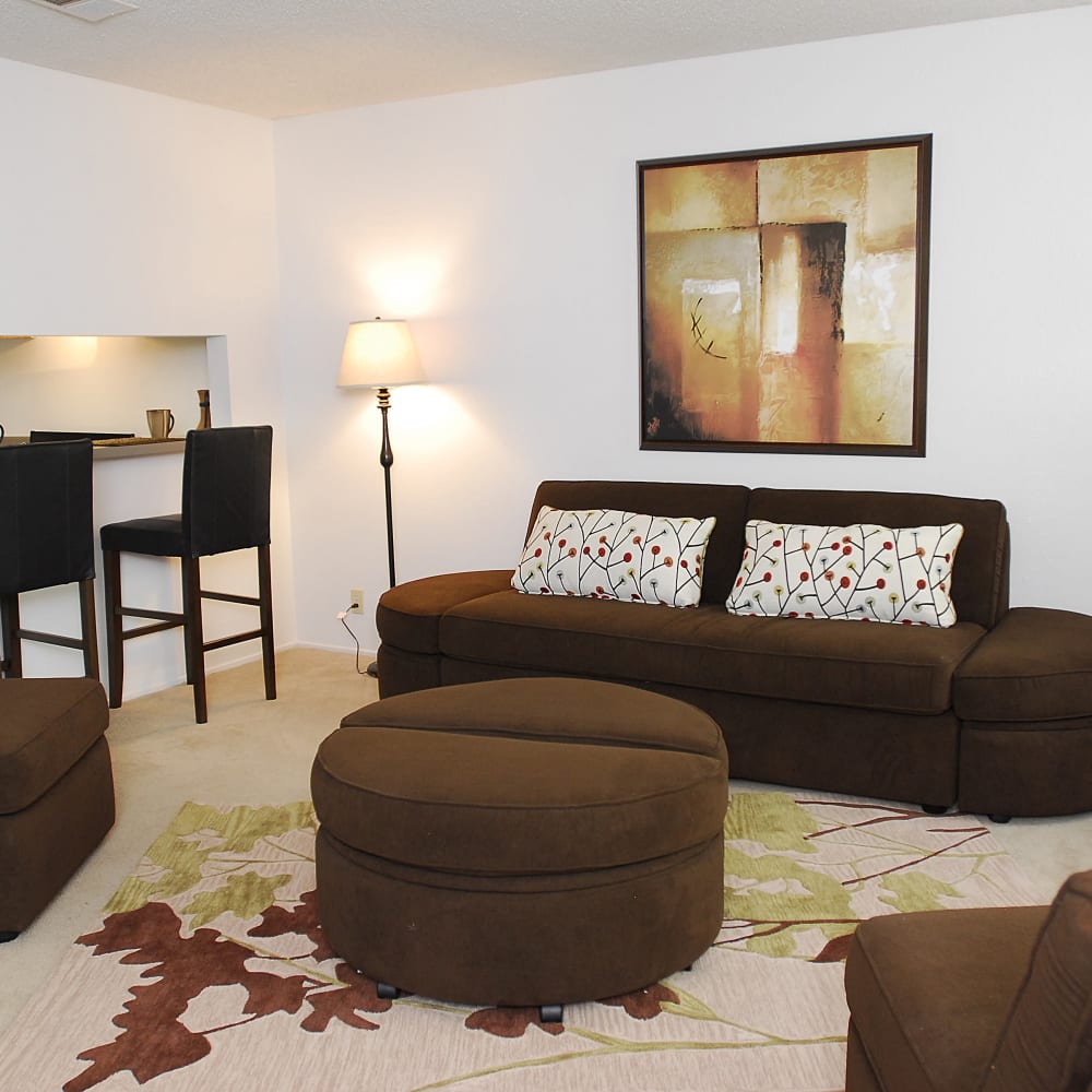 Living room in a 4 bedroom apartment at Temescal in Davis, California