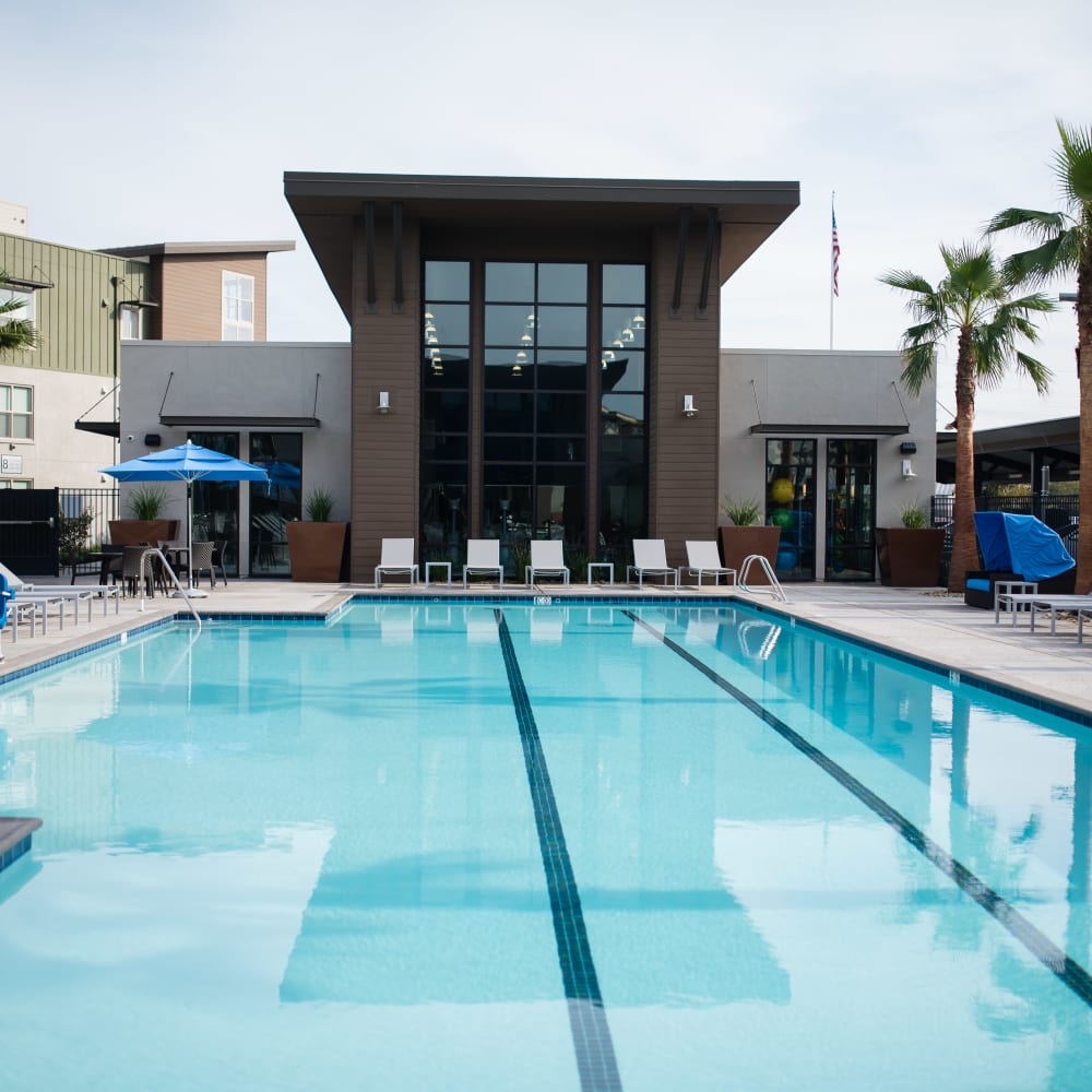 Resort-style swimming pool at Aspire in Tracy, California