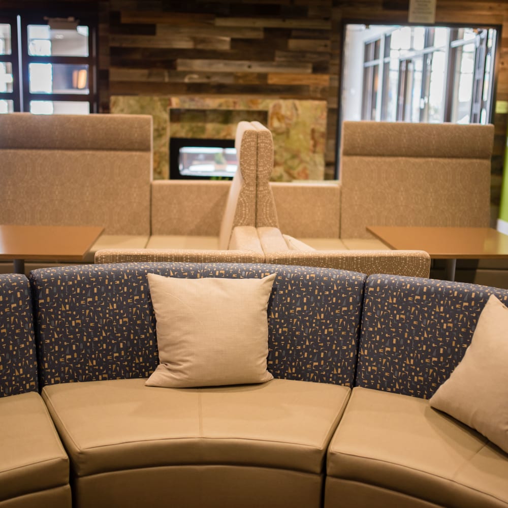 Comfortable couches in the lounge at Aspire in Tracy, California