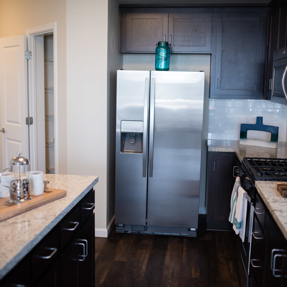 Stainless-steel appliances in the kitchen at Aspire in Tracy, California