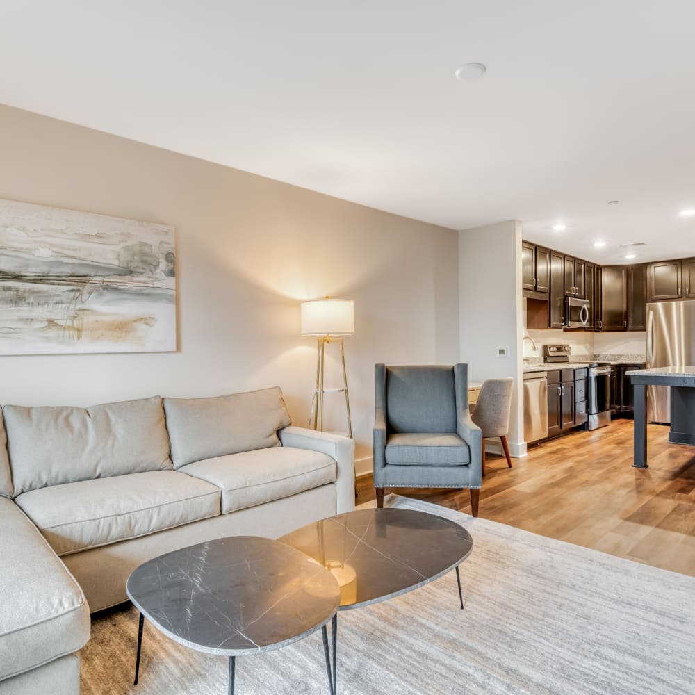 Cozy living room at Fox Plan Apartments, Monroeville, Pennsylvania