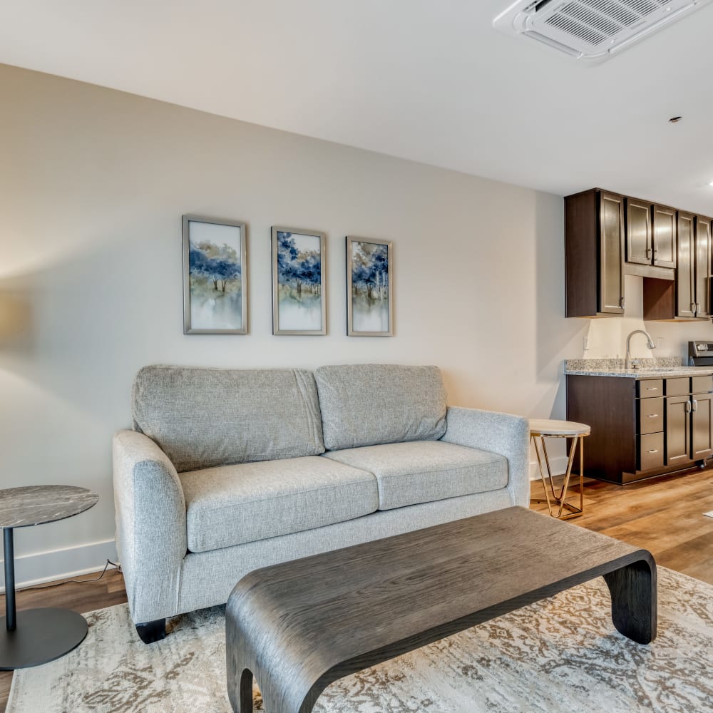 Living room at Fox Plan Apartments, Monroeville, Pennsylvania