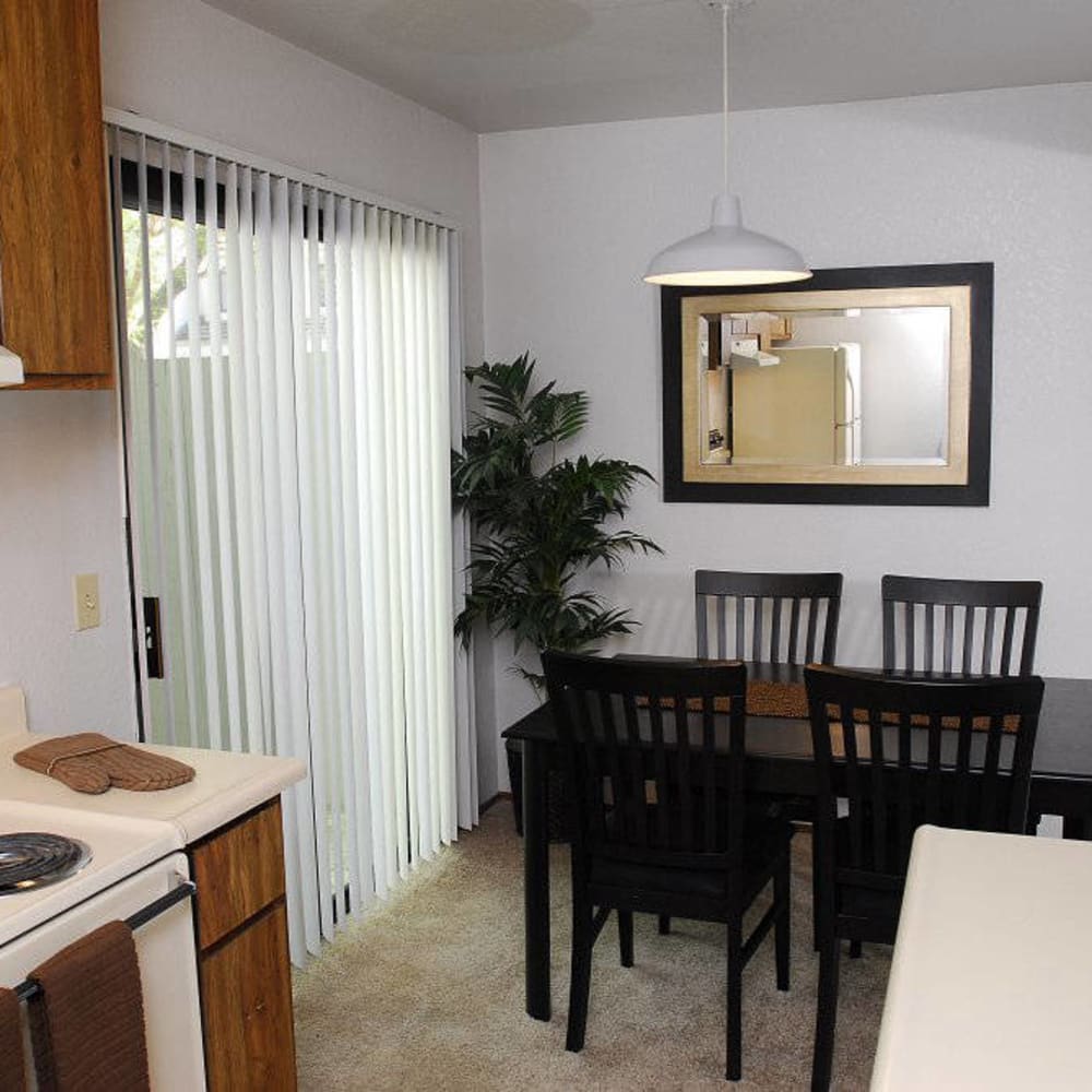 Kitchen and dining table at Pepperwood in Davis, California