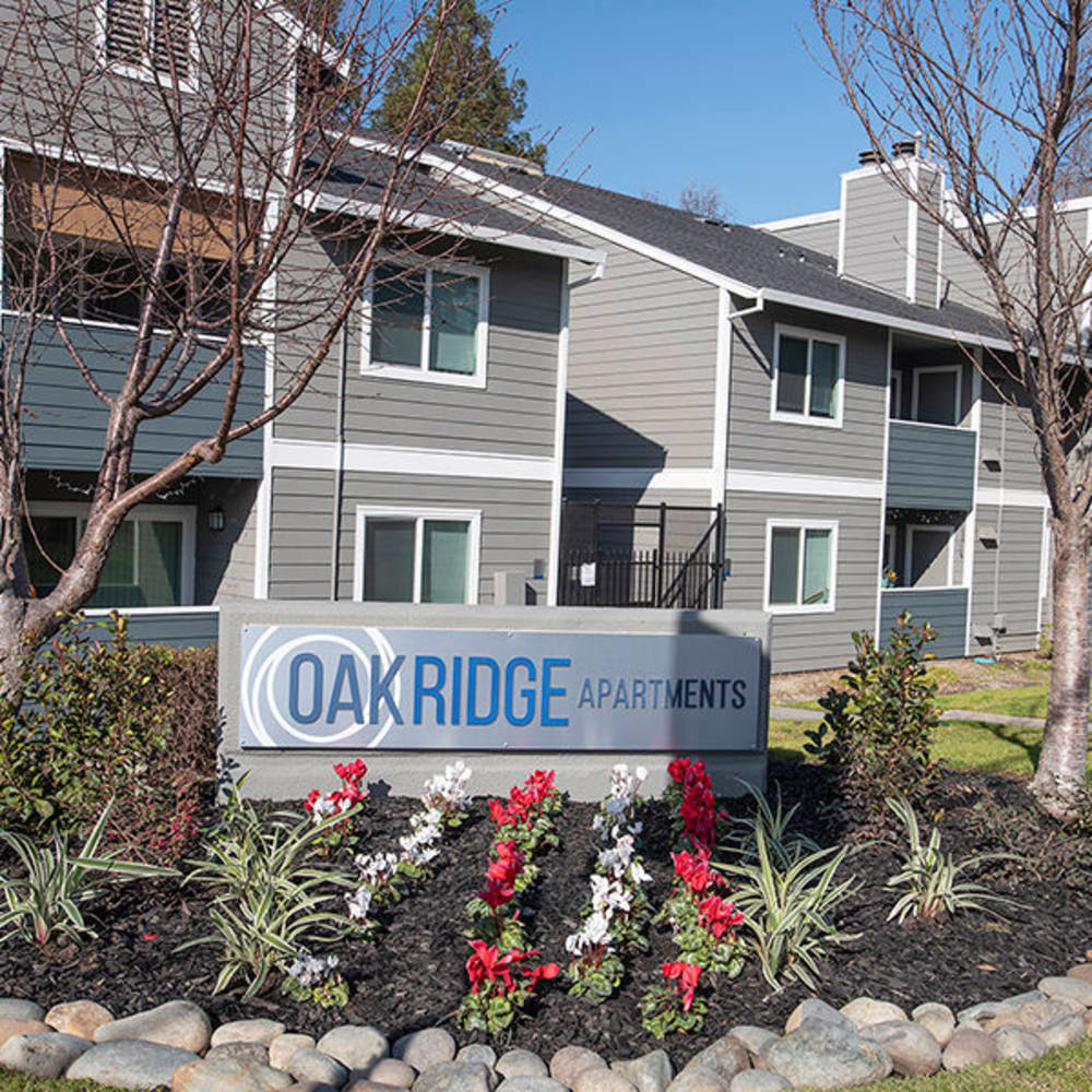 Exterior of Oak Ridge Apartments in Sacramento, California