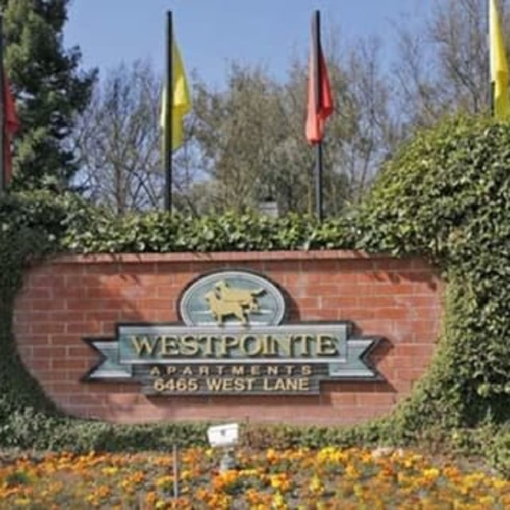 Sign outside of Westpointe Apartments in Stockton, California