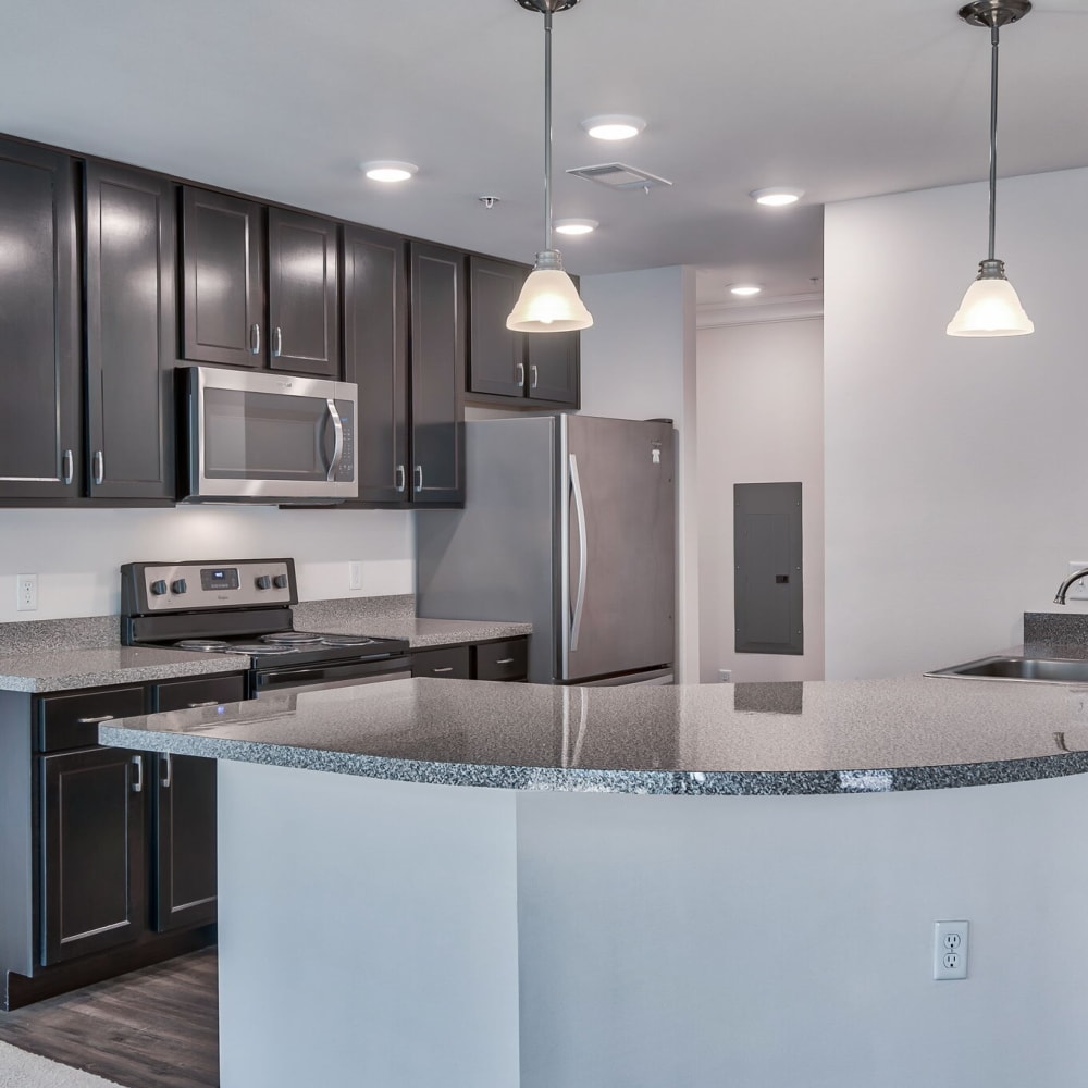 Modern Kitchen counter at Highland Hills, Cumberland, Rhode Island