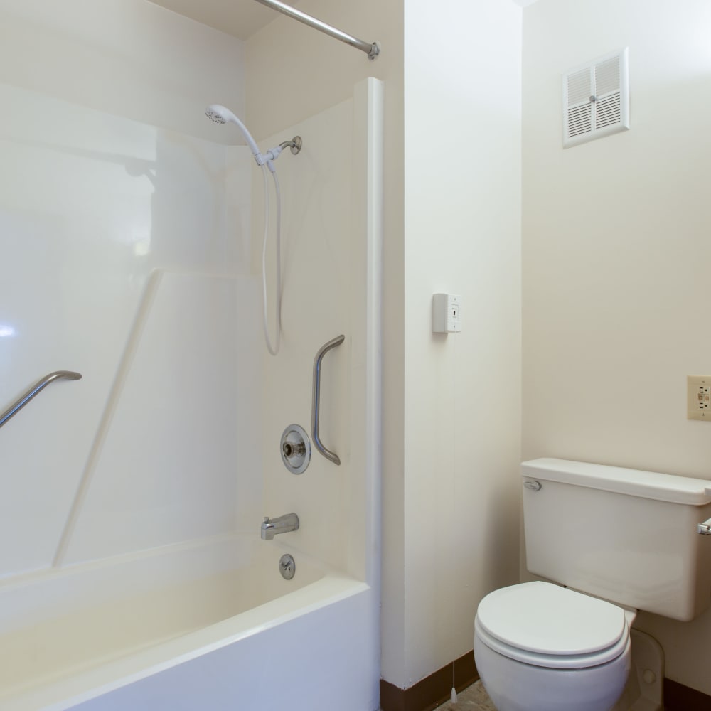 Bathroom with a large shower at Ziegler Place in Livonia, Michigan
