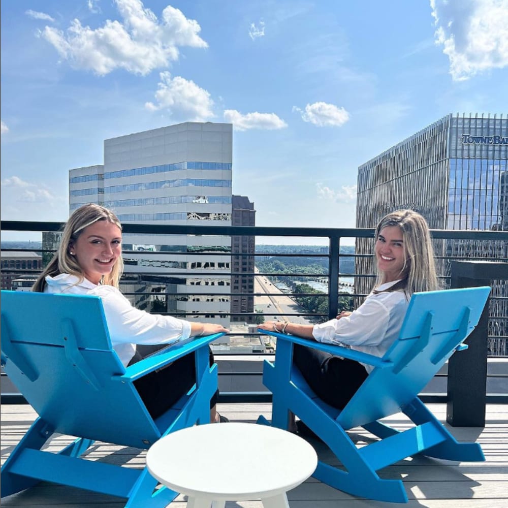 Leasing agents on rooftop at Mutual on Main in Richmond, Virginia