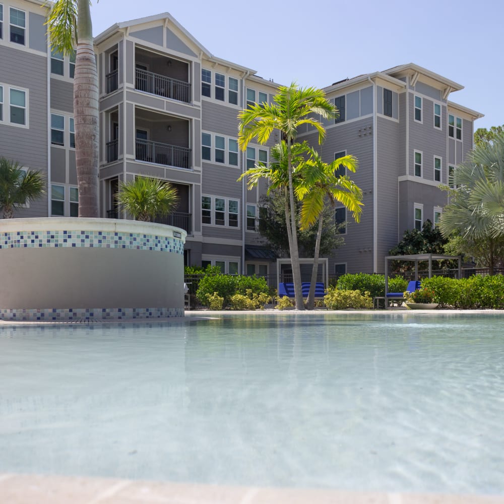 Pool with water features at Venue Live Oak in Sarasota, Florida