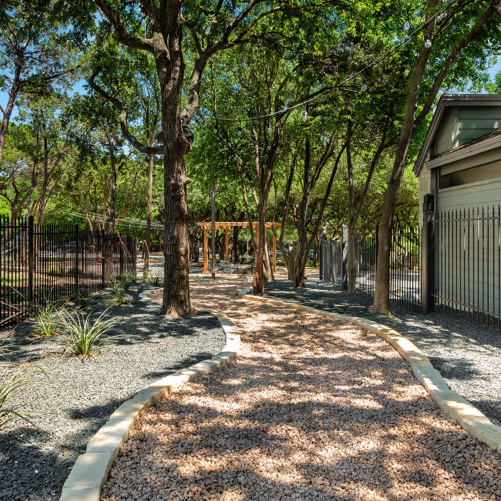 Community outdoor gathering spaces at Landmark at Barton Creek in Austin, Texas