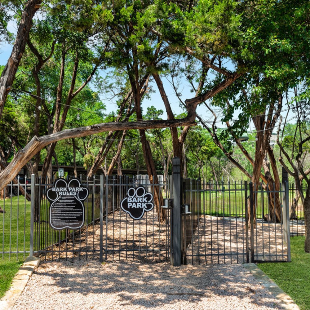 Dog park at Landmark at Barton Creek in Austin, Texas