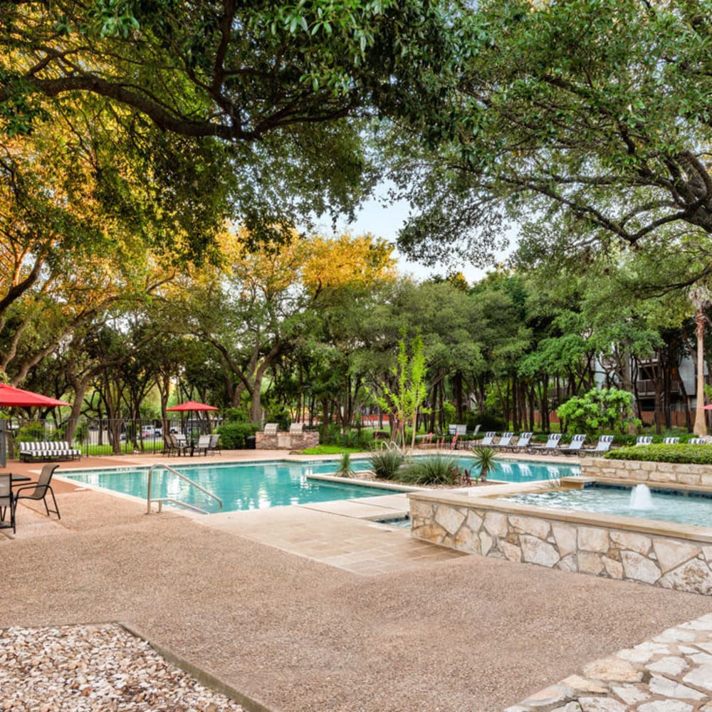 Large resort-style pool at Landmark at Barton Creek in Austin, Texas