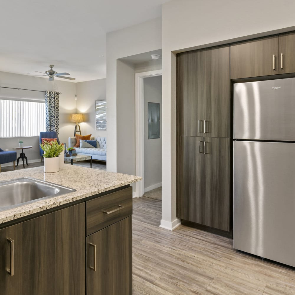 Kitchen with stainless-steel appliances at Zinc in Avondale, Arizona