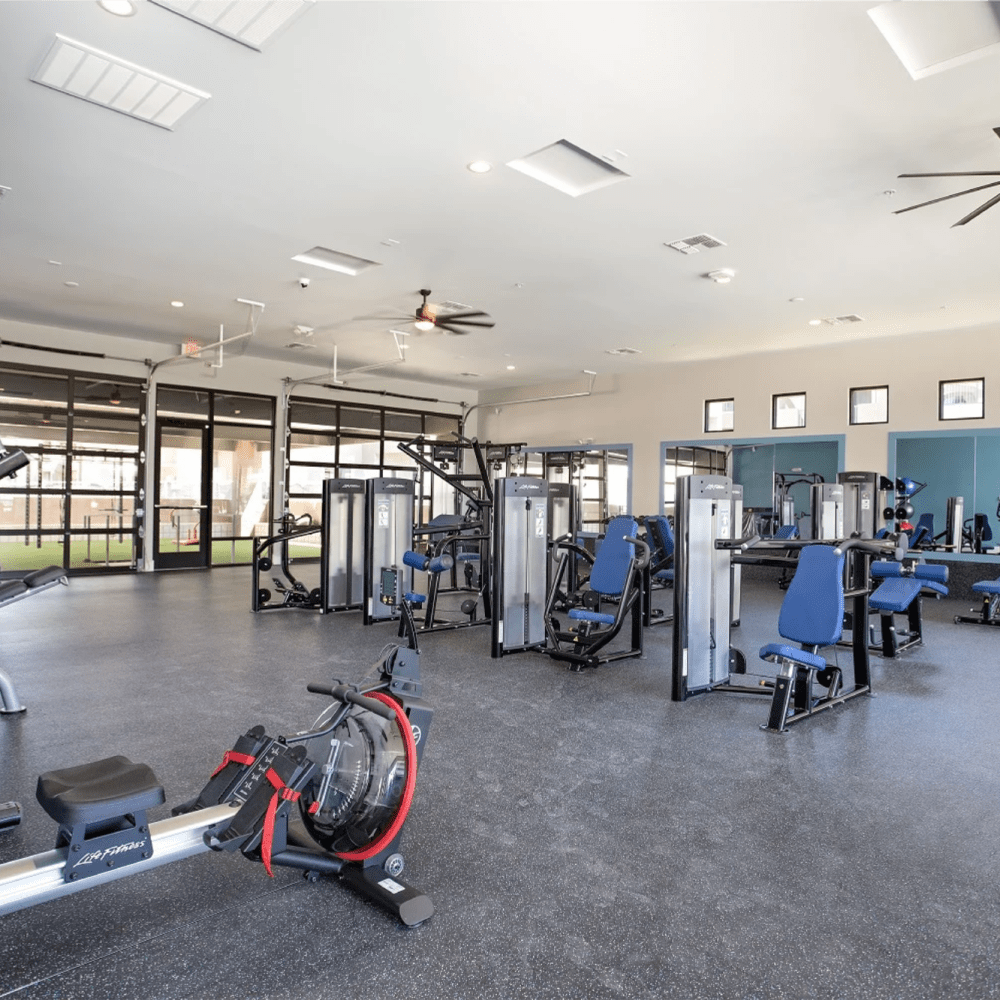 Large fitness center with lots of fitness machines at Zinc in Avondale, Arizona