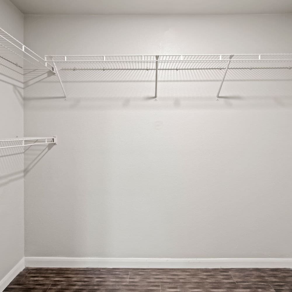 Large walk-in closets at Ellie Apartments in Austin, Texas