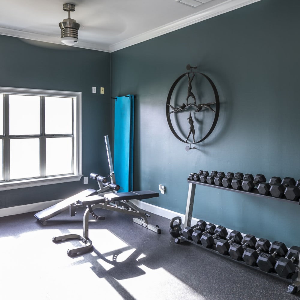 Fitness center at Villas at West Road in Houston, Texas