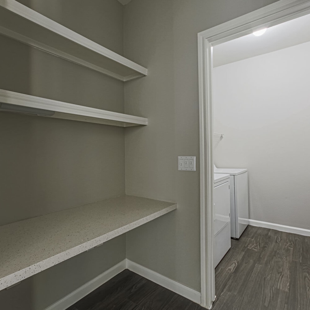 Built-in shelves at Villas at West Road in Houston, Texas 