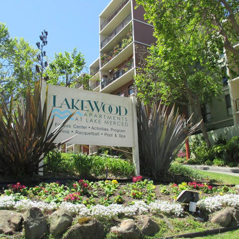 Exterior building at Lakewood Apartments at Lake Merced in San Francisco, California