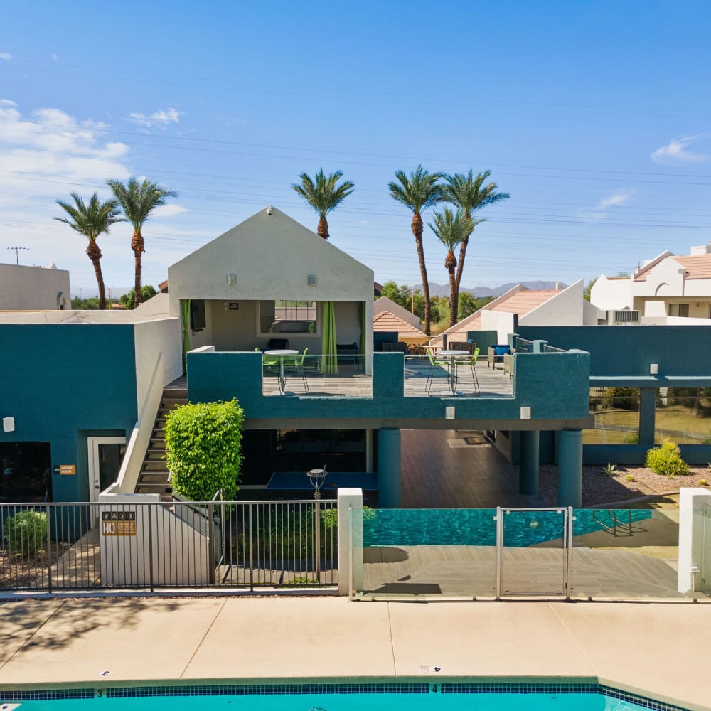Community poolside balcony at Jade Scottsdale in Scottsdale, Arizona