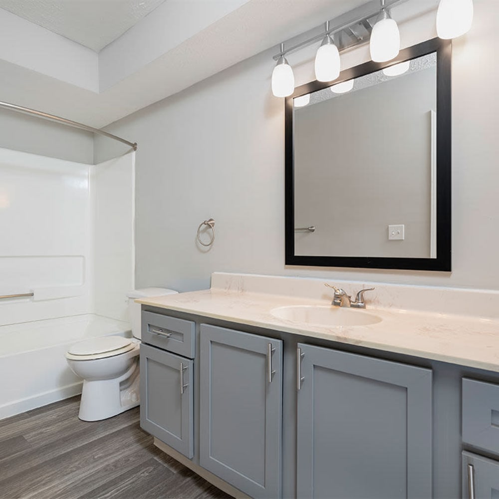 Bathroom  with lots of counter space at Ashlar Flats in Dublin, Ohio