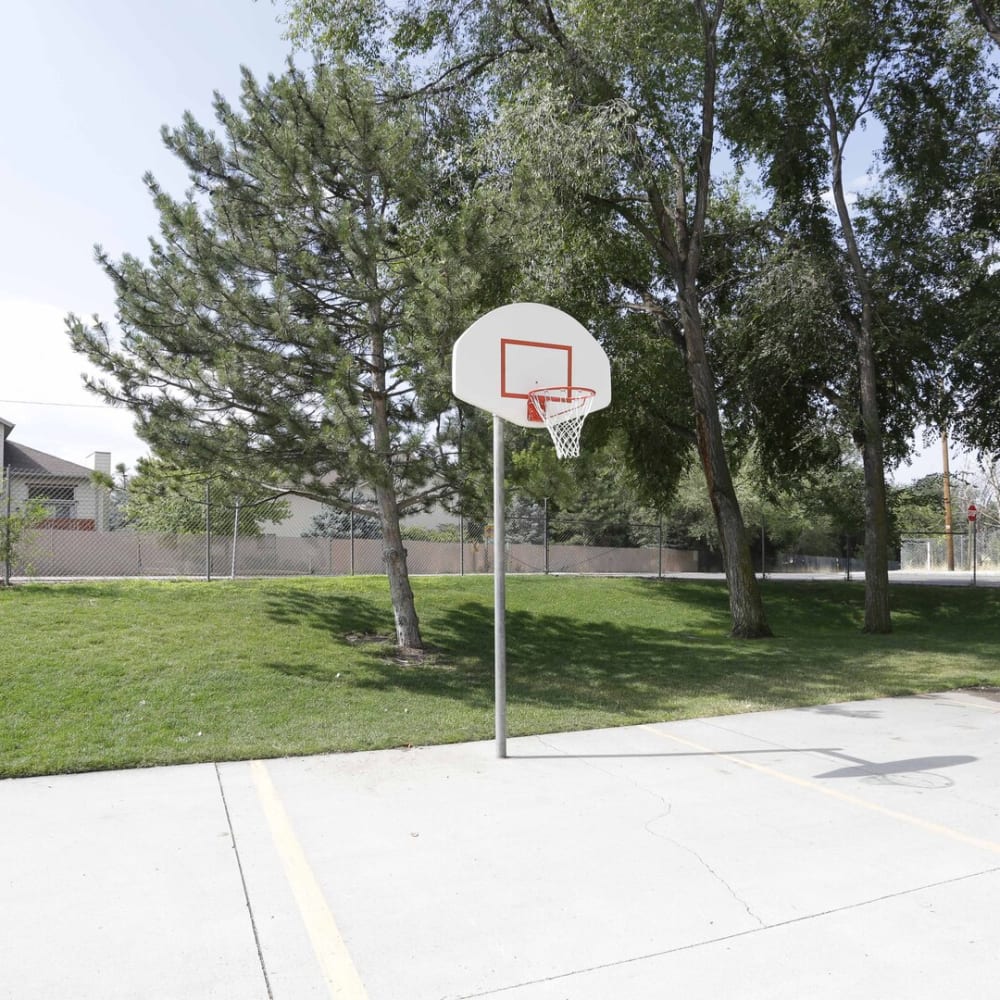 A basketball court for residents at Chadds Ford Apartments in Midvale, Utah