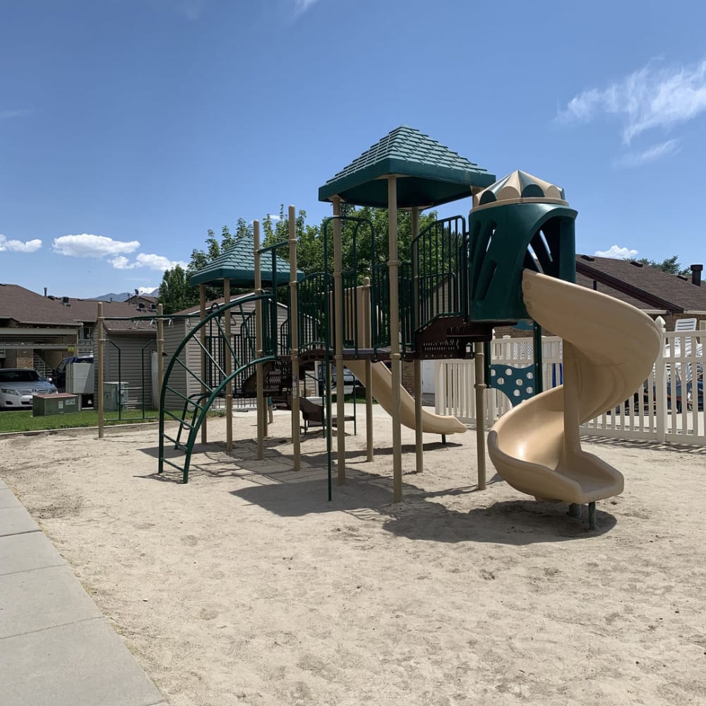 An on-site playground for children at Lincoln Park Apartments in Taylorsville, Utah