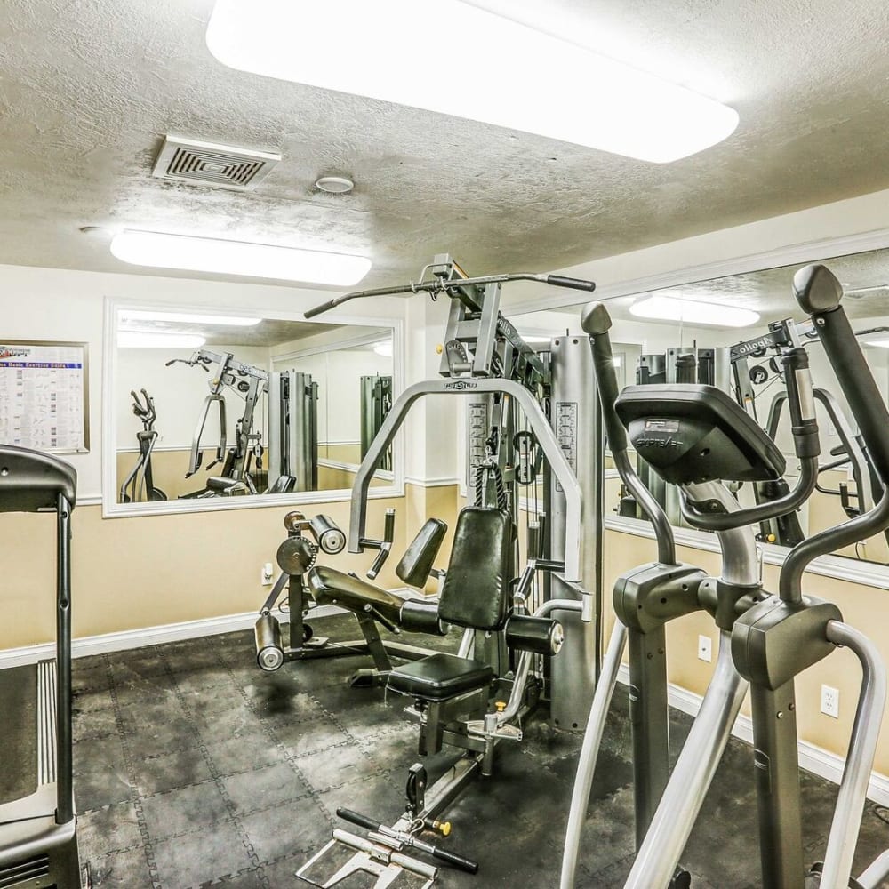 Exercise equipment in the fitness center at Regency Apartments in Salt Lake City, Utah