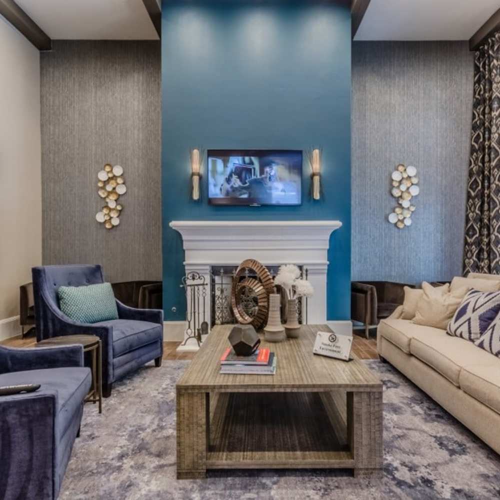 Clubhouse seating area at The Livingston in Plano, Texas