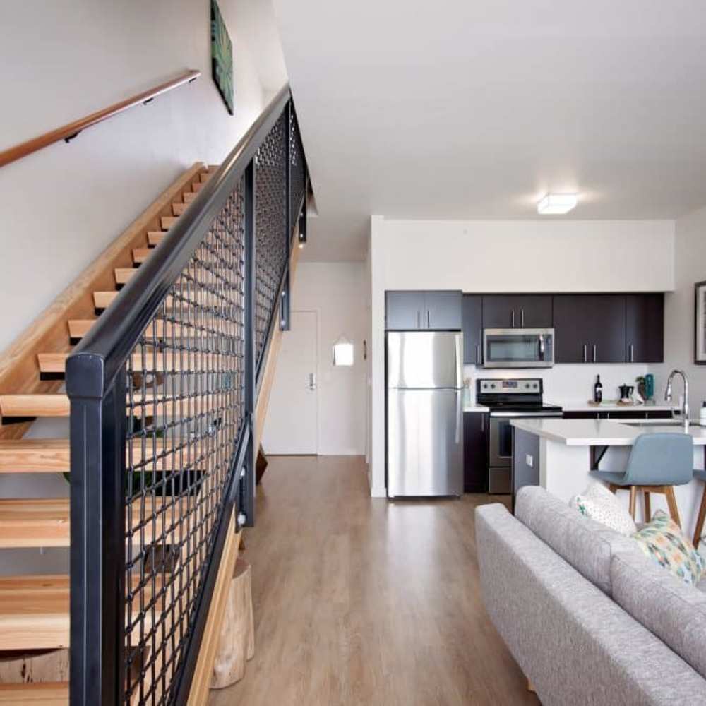 Stainless-steel appliances in a home at Attwell Off Main in Tigard, Oregon