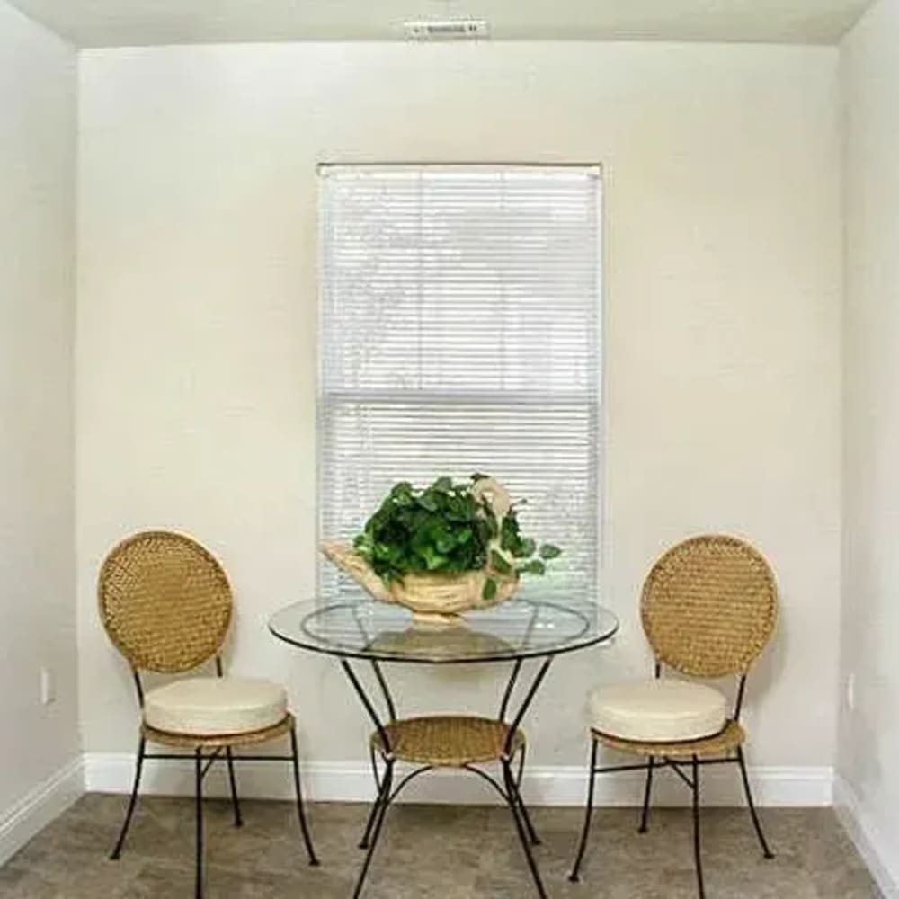 Chairs and a table at Torcello Apartments in Stockton, California