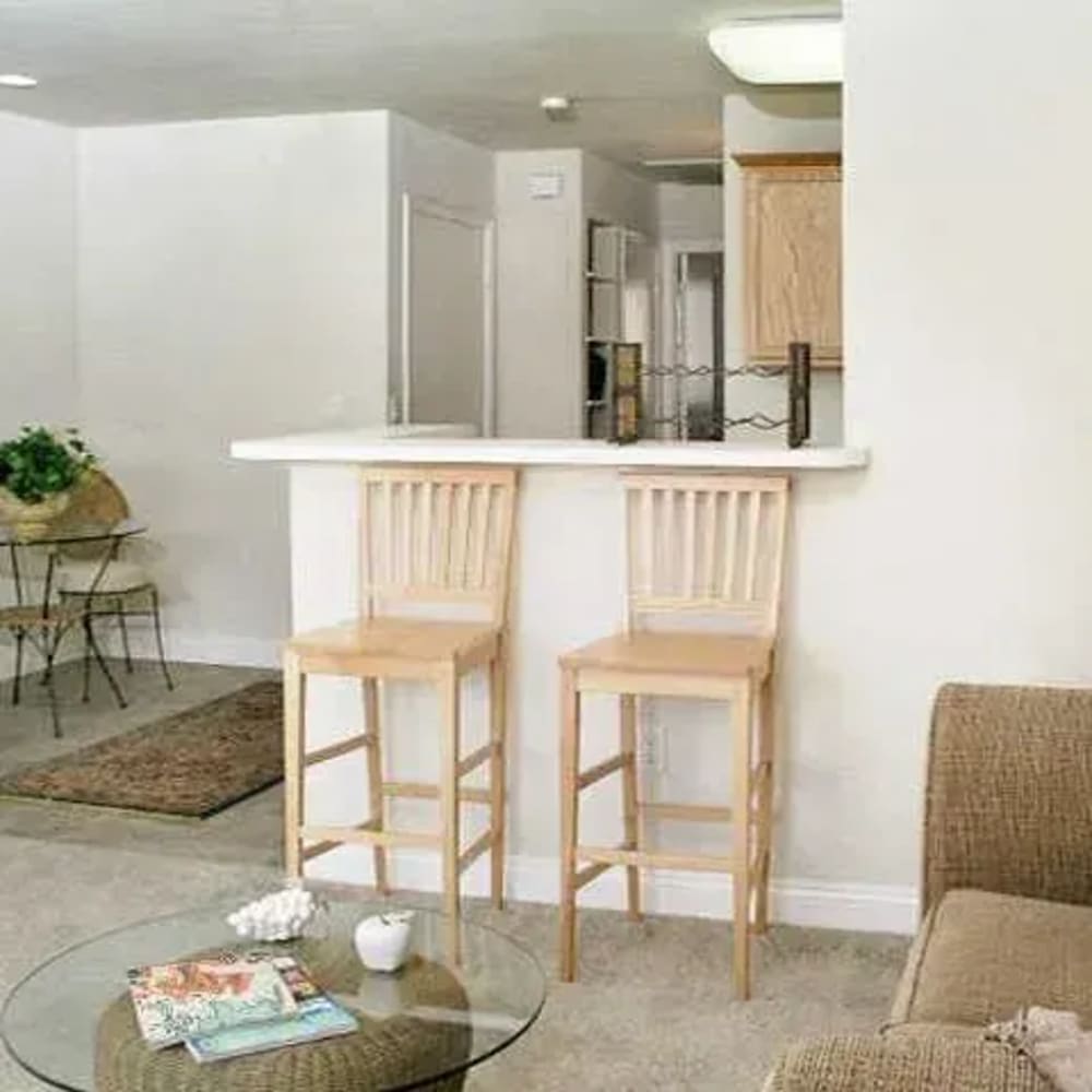 Living room and kitchen at Torcello Apartments in Stockton, California