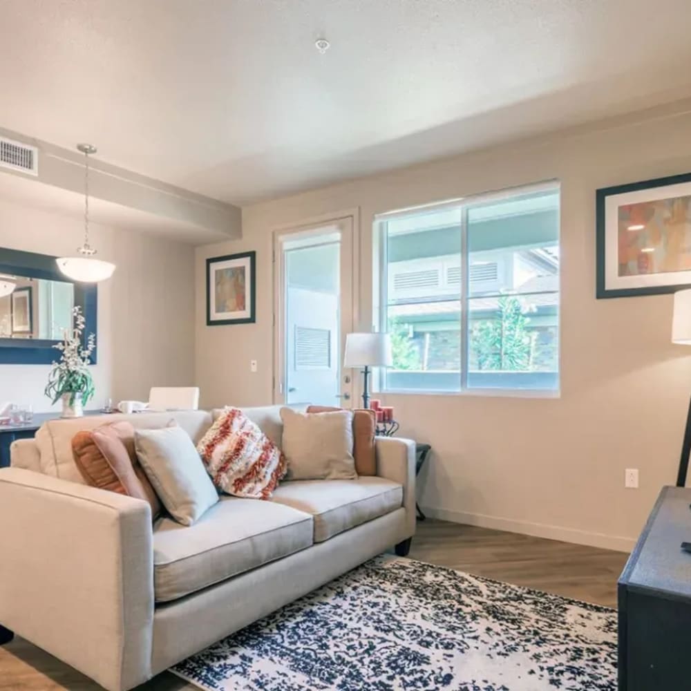 Spacious living room at Stonebrier Apartments in Stockton, California