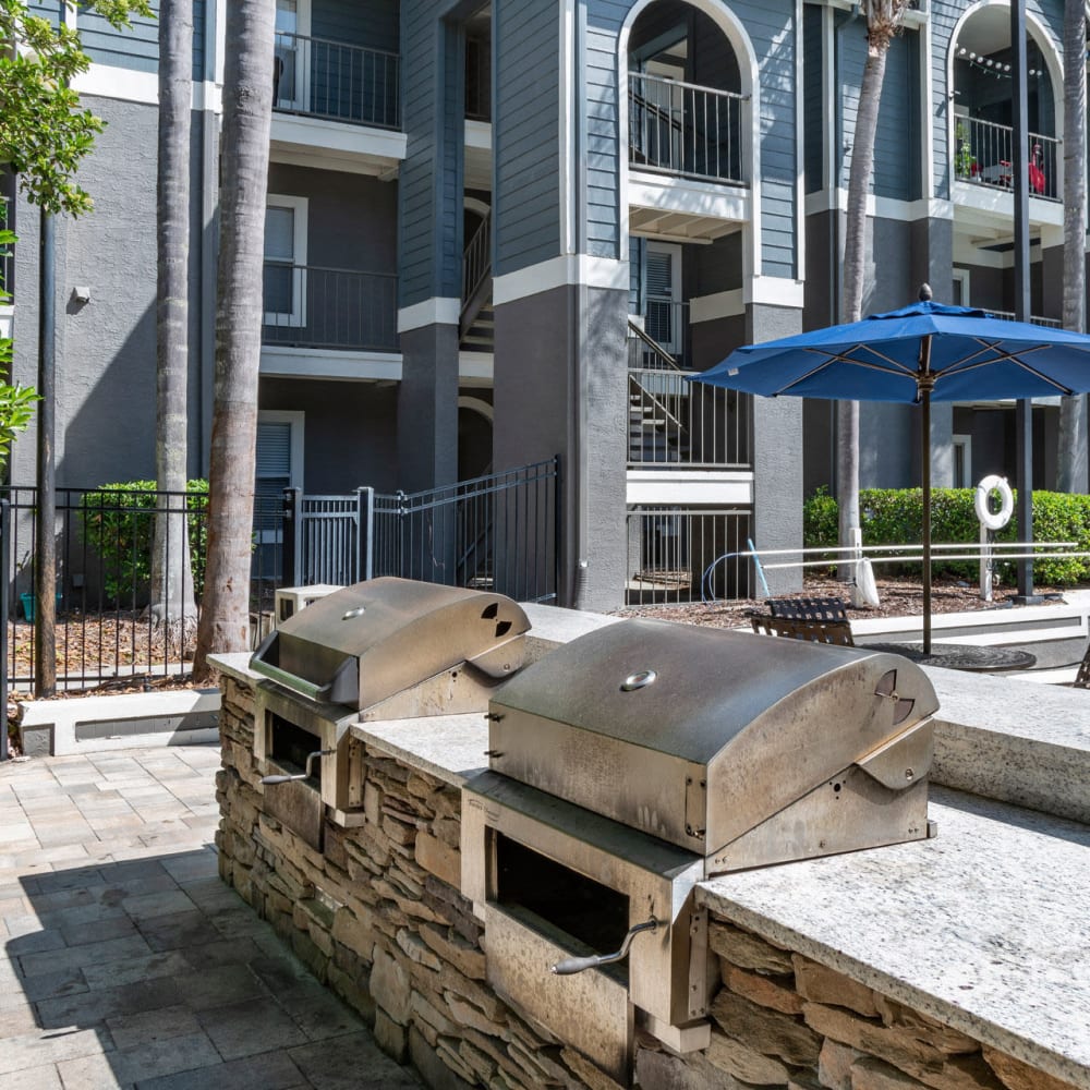 Barbequing stations at Central Park in Altamonte Springs, Florida