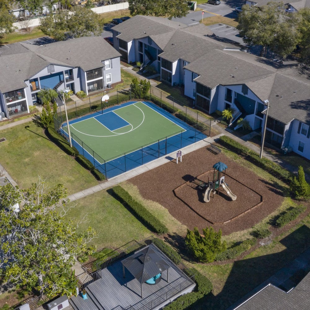 Overhead view of basketball court at Parke East in Orlando, Florida