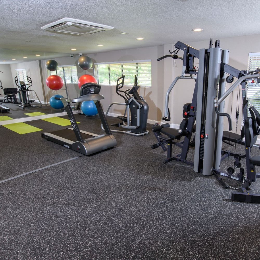 Large fitness center at The Edge at Lake Lotus in Altamonte Springs, Florida