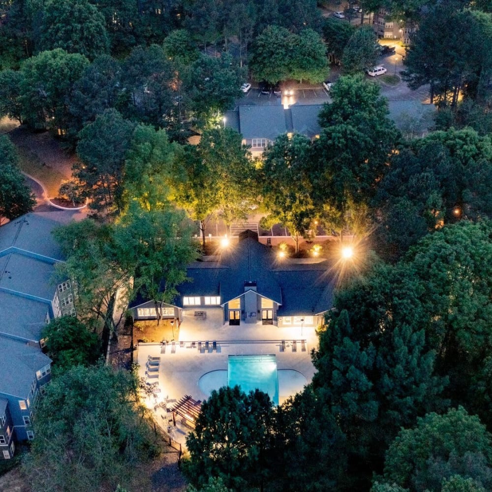 Overhead view of he community at Indian Trail in Norcross, Georgia