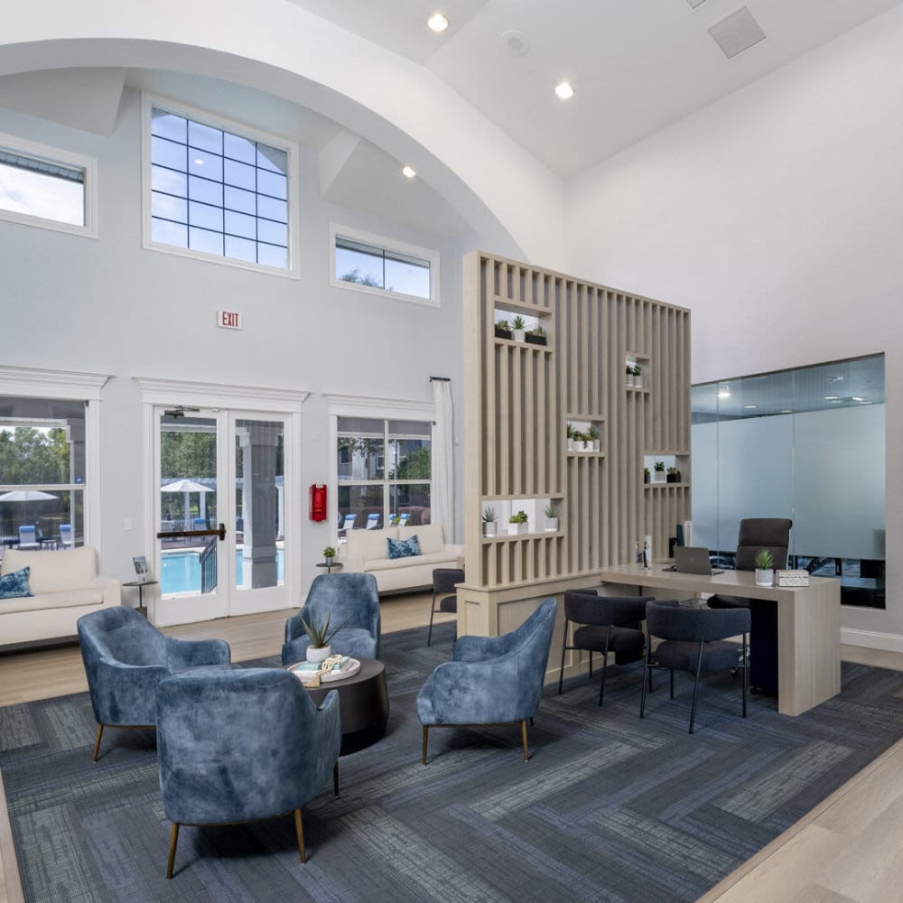 Clubhouse with lots of windows at Sabal Palm in Tampa, Florida
