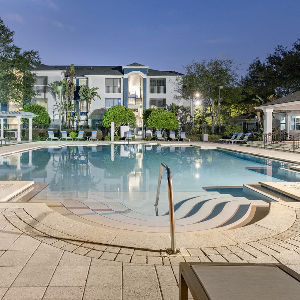 Beautiful resort style swimming pool at Sabal Palm in Tampa, Florida