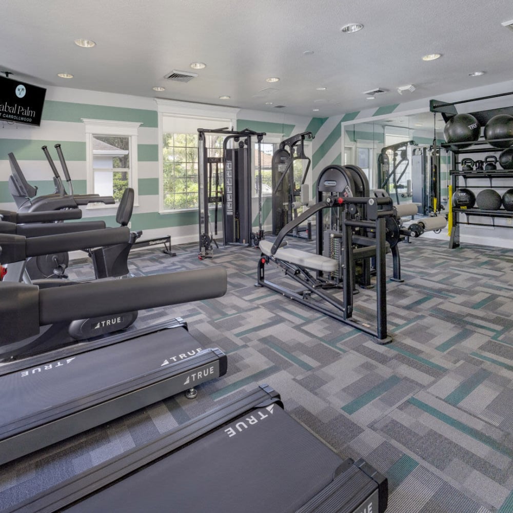Large fitness center at Sabal Palm in Tampa, Florida